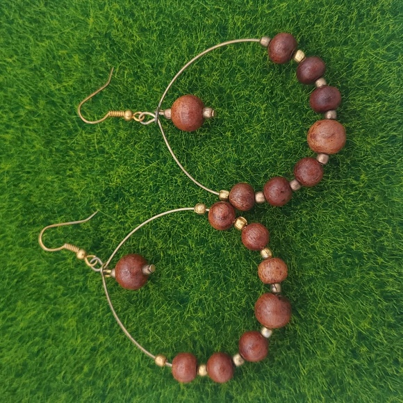 The Duchesses Whisper Openwork Wooden Earrings Hoops  E1017 - Picture 1 of 3